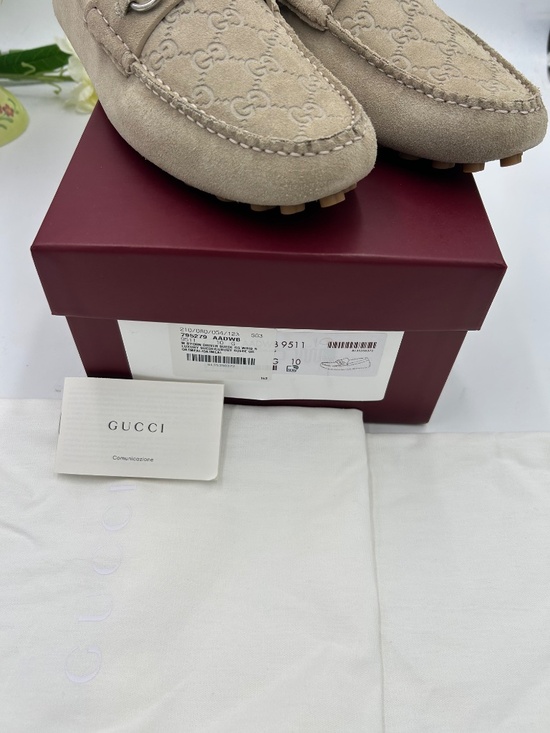 ***************Gucci Men’s GG Embossed Suede Driver Loafers Size 10/fits 10.5 US main image 7